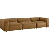 Auren 3 Piece Modular Sofa in Camel Brown Vegan Leather