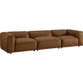 Auren 3 Piece Modular Sofa in Coffee Brown Vegan Leather