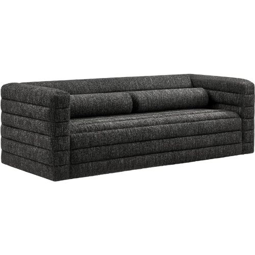 Relle Sofa in Channel Tufted Charcoal Gray Boucle Fabric