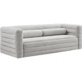 Relle Sofa in Channel Tufted Newsprint Gray Boucle Fabric