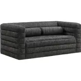 Relle Loveseat in Channel Tufted Charcoal Gray Boucle Fabric