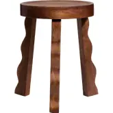 Sorrel Stool Side Table in Dark Brown Finish Carved Wood