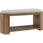 Ashby 45" Bench in Wood & Neutral Geometric Fabric