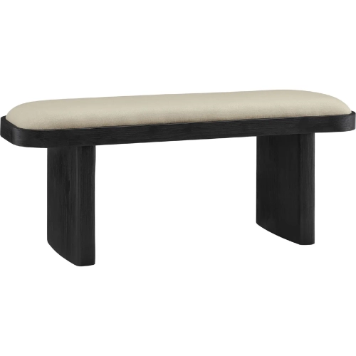 Iver 43" Accent Bench in Black Wood & Neutral Fabric
