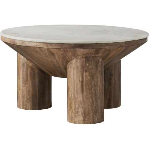 Ellison 33" Round Coffee Table in Wood & Marble