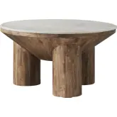 Ellison 33" Round Coffee Table in Wood & Marble