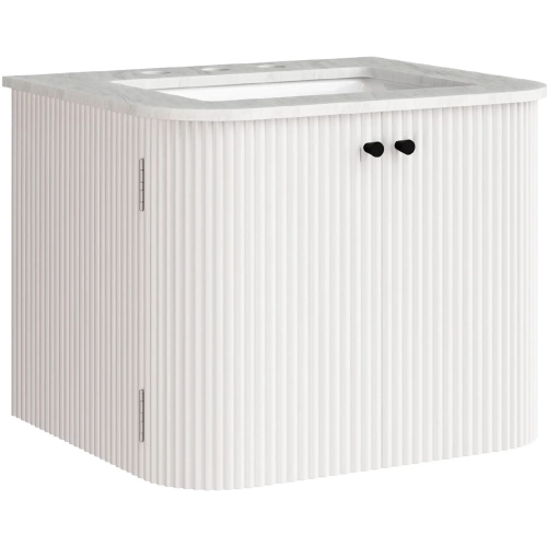 Zia 24" Wall Mount Bathroom Vanity in Ivory Finish Wood & Marble Sink