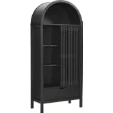 Vaughn 71" Arched Storage Display Cabinet in Black Finish