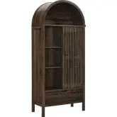 Vaughn 71" Arched Storage Display Cabinet in Walnut Brown Finish
