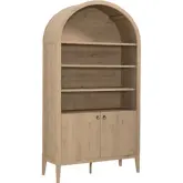 Nolan 74" Tall Wide Arched Cabinet Bookcase in Light Oak Finish