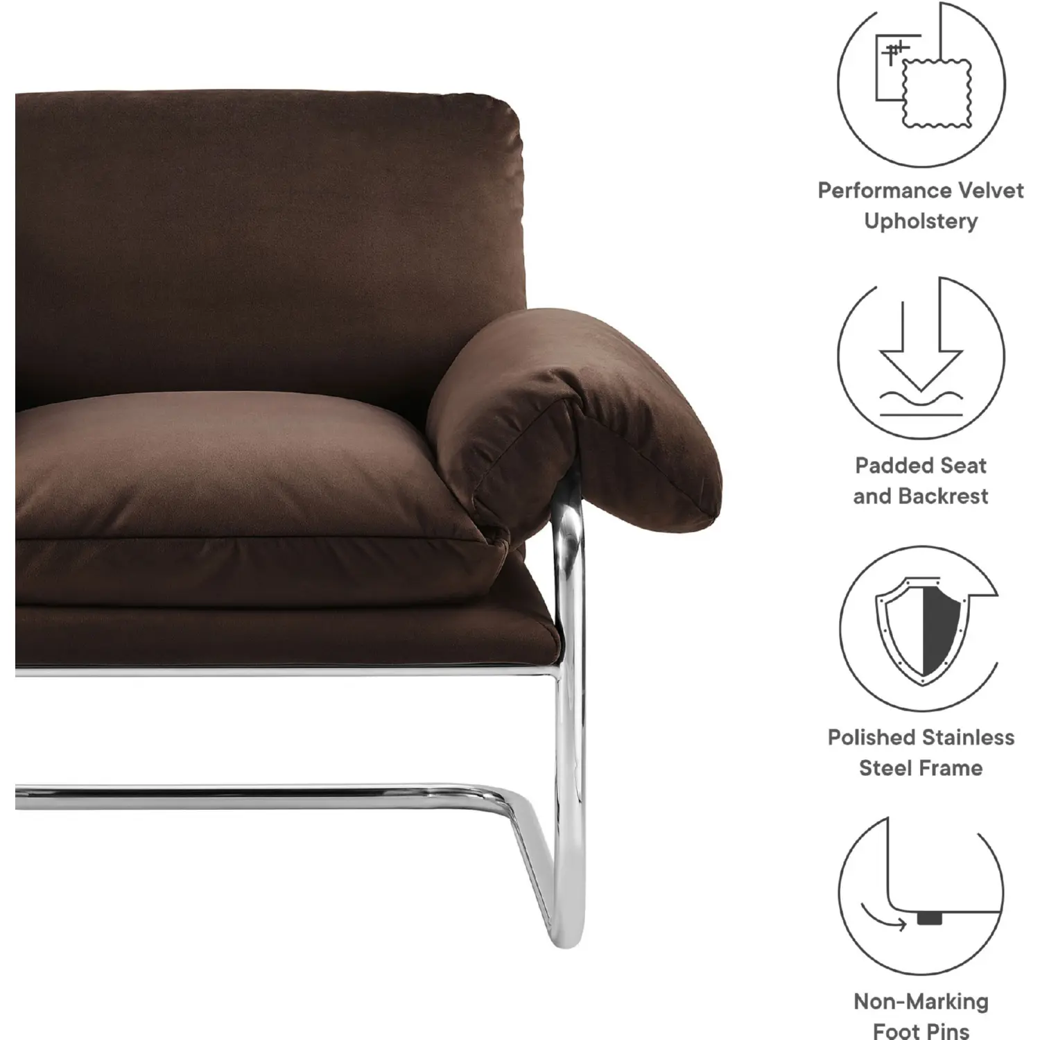 Modway EEI-7181-CHB Ansel Accent Chair in Chocolate Brown