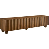 Sorren Scalloped 71" TV Stand in Walnut Brown Finish Wood