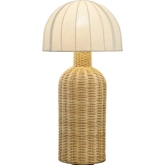 Santo Table Lamp w/ Dome Shade in Rattan & White Fabric