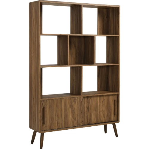 Transmit 45" Bookcase with Sliding Doors in Walnut Brown Finish