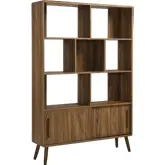 Transmit 45" Bookcase with Sliding Doors in Walnut Brown Finish