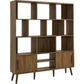 Transmit 59" Bookcase with Sliding Doors in Walnut Brown Finish