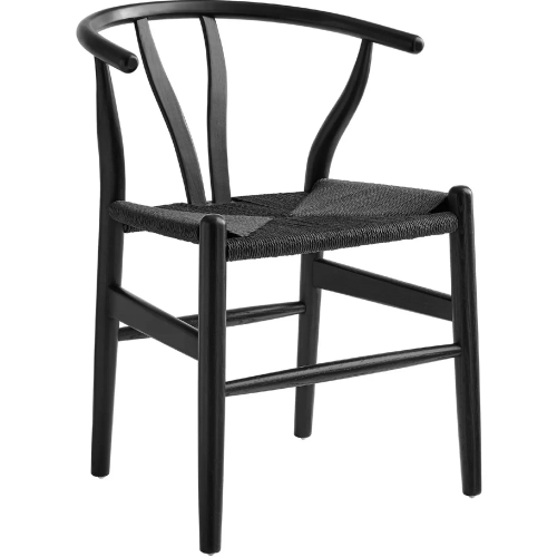Amish 29" Dining Chair in Black Wood & Black Woven Paper Rope