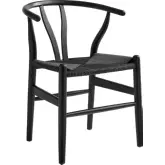 Amish 29" Dining Chair in Black Wood & Black Woven Paper Rope