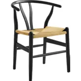 Amish 29" Dining Chair in Black Wood & Woven Paper Rope