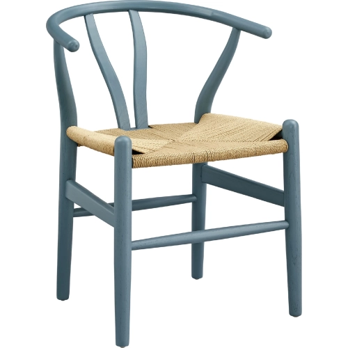 Amish 29" Dining Chair in Harbor Blue Wood & Paper Rope