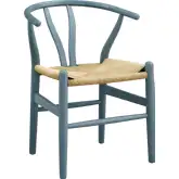 Amish 29" Dining Chair in Harbor Blue Wood & Paper Rope