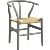 Amish 29" Dining Chair in Light Gray Wood & Paper Rope