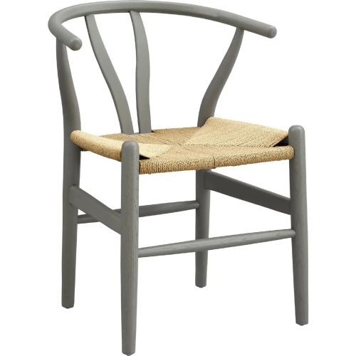 Amish 29" Dining Chair in Light Gray Wood & Paper Rope