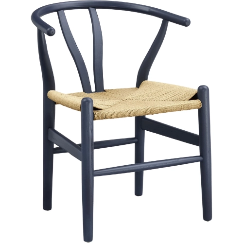 Amish 29" Dining Chair in Midnight Blue Wood & Paper Rope