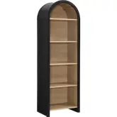 Evie Arched Narrow Bookcase Display Cabinet in Black & Oak Finish