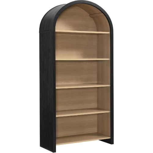 Evie Arched Wide Bookcase Display Cabinet in Black & Oak Finish