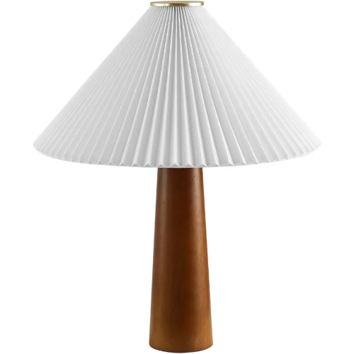 Jessica Table Lamp in Wood w/ Pleated Fabric Shade