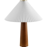 Jessica Table Lamp in Wood w/ Pleated Fabric Shade