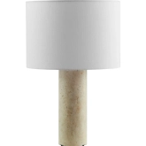 Zenith Table Lamp in Travertine w/ White Fabric Drum Shade