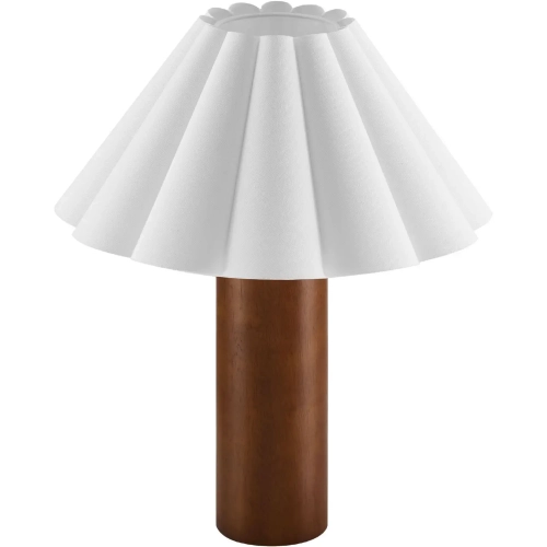 Flora Table Lamp in Wood with Pleated Petal Fabric Shade