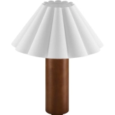 Flora Table Lamp in Wood with Pleated Petal Fabric Shade