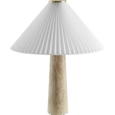 Cove Table Lamp in Travertine with Pleated Shade