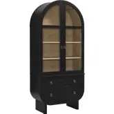 Nyx Arched Display Cabinet in Black, Oak Finish & Tempered Glass