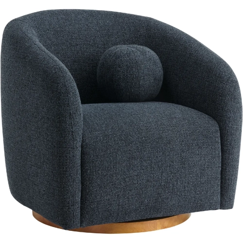 Holland Swivel Accent Arm Chair in Navy Blue Chenille Fabric
