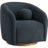 Holland Swivel Accent Arm Chair in Navy Blue Chenille Fabric