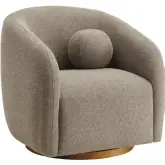 Holland Swivel Accent Arm Chair in Taupe Brown Chenille Fabric