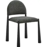 Hayley Dining Chair in Black Wood & Anthracite Gray Boucle Fabric