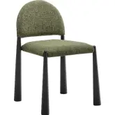 Hayley Dining Chair in Black Wood & Leaf Green Boucle Fabric