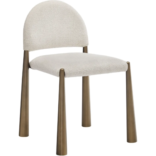 Hayley Dining Chair in Brass Wood & Cream Boucle Fabric