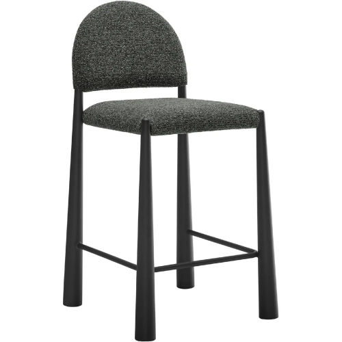 Hayley Counter Stool in Black Wood & Anthracite Gray Boucle Fabric