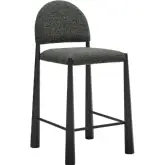 Hayley Counter Stool in Black Wood & Anthracite Gray Boucle Fabric