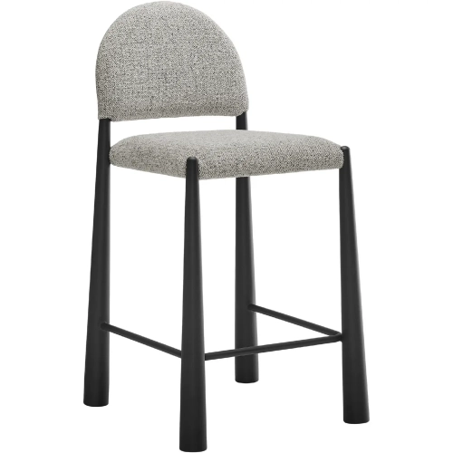 Hayley Counter Stool in Black Wood & Camel Brown Boucle Fabric