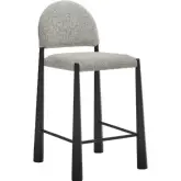 Hayley Counter Stool in Black Wood & Camel Brown Boucle Fabric