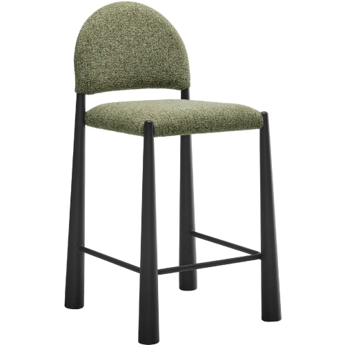 Hayley Counter Stool in Black Wood & Leaf Green Boucle Fabric