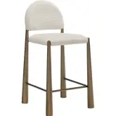 Hayley Counter Stool in Brass & Cream Boucle Fabric