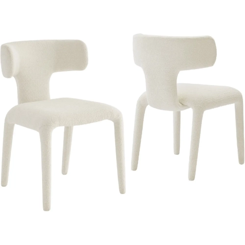 Stellan Curved Back Dining Chair in Cream Boucle (Set of 2)